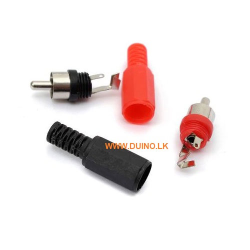 RCA Jack Audio Video Connectors Male Balck+Red Plastic Handle *2pcs - Image 3