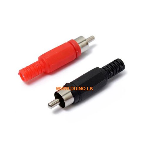RCA Jack Audio Video Connectors Male Balck+Red Plastic Handle *2pcs