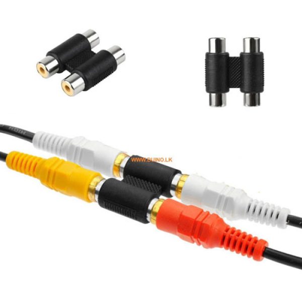 2 RCA Female To RCA Female Audio Video Cable Jack Connector *1Pcs ...