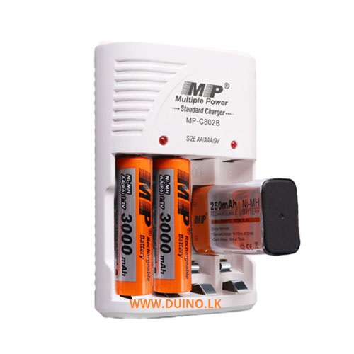AA AAA 9V 4 Slots Battery Charger MP C802B For Rechargeable Battery