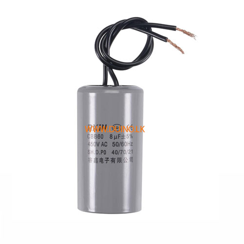 8UF 450V Run Capacitor CBB60 AC 2 Wires 50/60Hz Cylinder