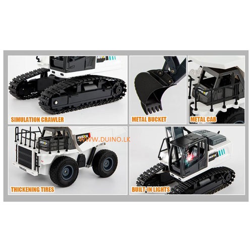 Huina 1559 2.4G 1/24 2 in 1 9Channel Remote Control Excavator and 6 Channel RC Dump Truck - Image 10