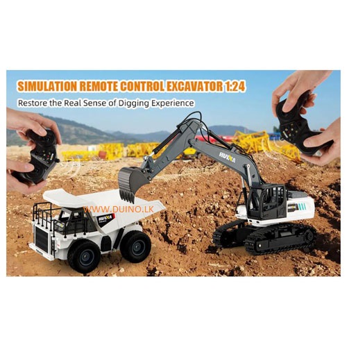 Huina 1559 2.4G 1/24 2 in 1 9Channel Remote Control Excavator and 6 Channel RC Dump Truck - Image 12