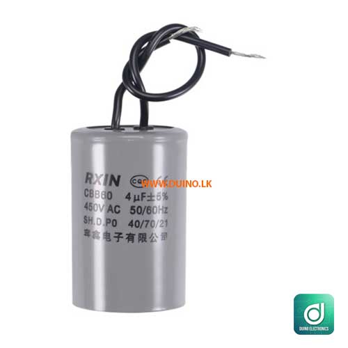 4uF 450V Run Capacitor CBB60 AC 2 Wires 50/60Hz
