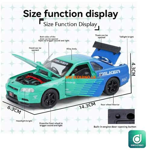 Nissan Skyline GTR-R34 1:32 Diecast Models Alloy Falken-1