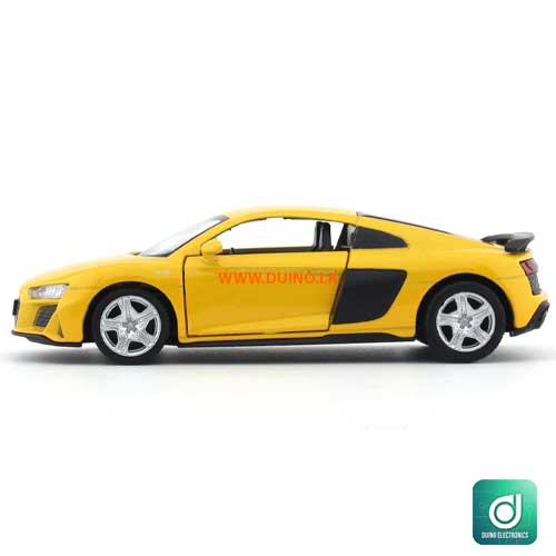 Audi R8 yellow RMZ City pull back car 1:32-1