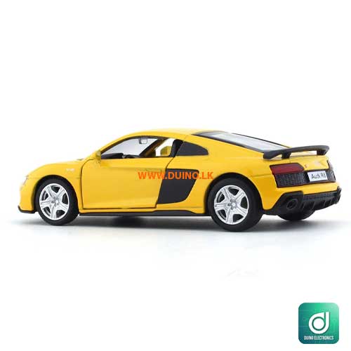 Audi R8 yellow RMZ City pull back car 1:32-2