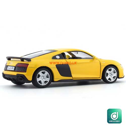Audi R8 yellow RMZ City pull back car 1:32-3