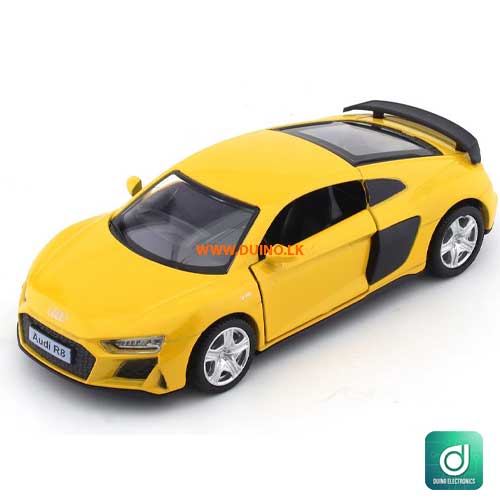 Audi R8 yellow RMZ City pull back car 1:32-4