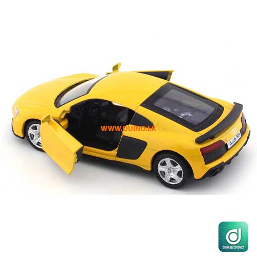 Audi R8 yellow RMZ City pull back car 1:32-5