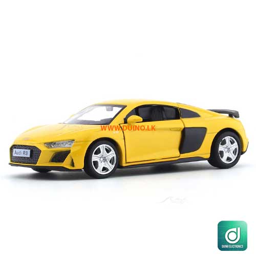 Audi R8 yellow RMZ City pull back car 1:32