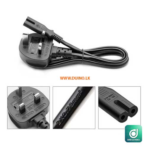 1 x 2 pin AC plug cord Power cable 1.5m