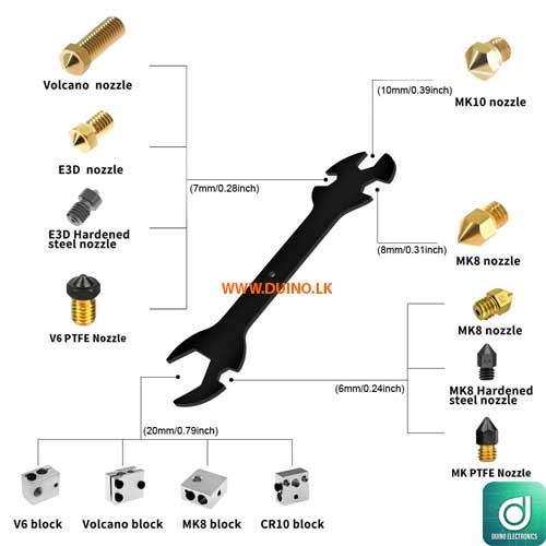 5in1 Wrench Stay 6mm to 20mm Spanner Steel Flat Ratchet for Nozzles CNC Machine 3D Printers