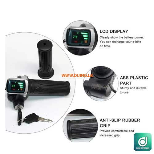 Electric Bike Twist Grip Throttle with Display 24V/36V/48V 1.5m Cable-2