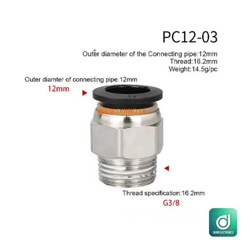 Pipe Fitting PC Pneumatic Fittings Straight Quick Connectors OD 4/6/8/10 /12mm Hose Pipe 1/8 ” 1/4 ” 3/8 ” 1/2 ” Male Thread