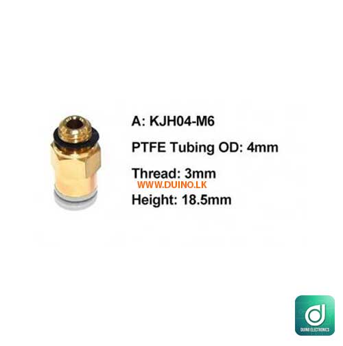 KJH04-M6 Brass Pneumatic Connector for PTFE Bowden Tube