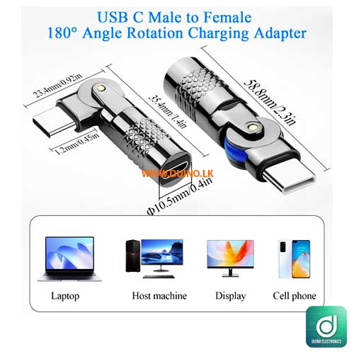USB Type C Male to Female Rotatable 180° Angle Swivel Adapter