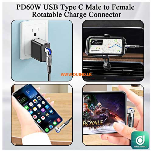 USB Type C Male to Female Rotatable 180° Angle Swivel Adapter
