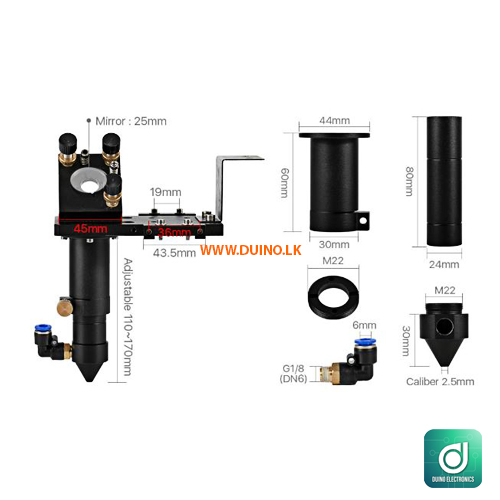 E-Series CO2 Laser Head – 20mm Lens & 25mm Mirror for Engraving & Cutting