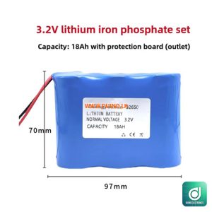32650 3.2V LiFePO4 Battery Lithium Iron Phosphate 3 cell Battery Pack for Outdoor Solar Street Light 97x70mm