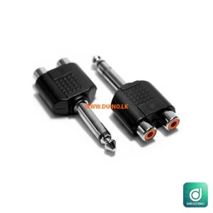 Mono 6.35mm Male to Dual 2 RCA Female Jack Splitter Adapter