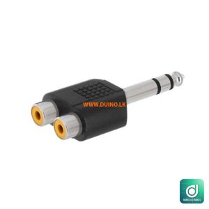 Stereo 6.35mm Male to Dual 2 RCA Female Jack Splitter Adapter