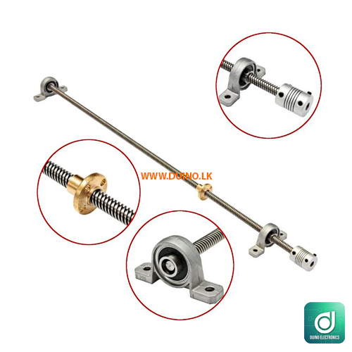 500mm 8mm Lead Screw Pitch 2mm Lead 8mm Set Copper Nut + Coupling + Pillow Bearing Block