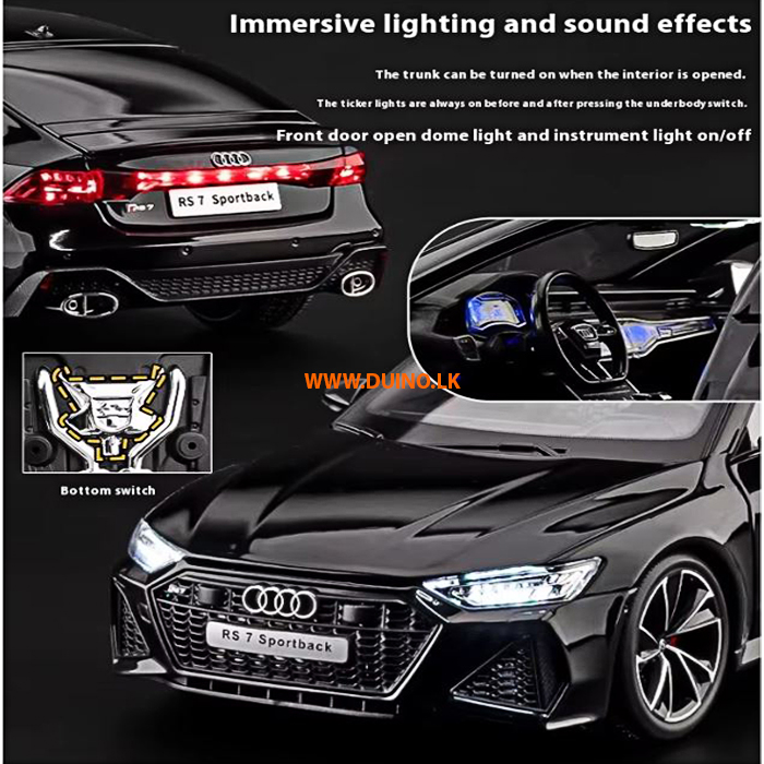 1:18 AUDI RS7 Alloy Diecast Model Sportback Coupe Remote Control Car Sound Rechargeable Light